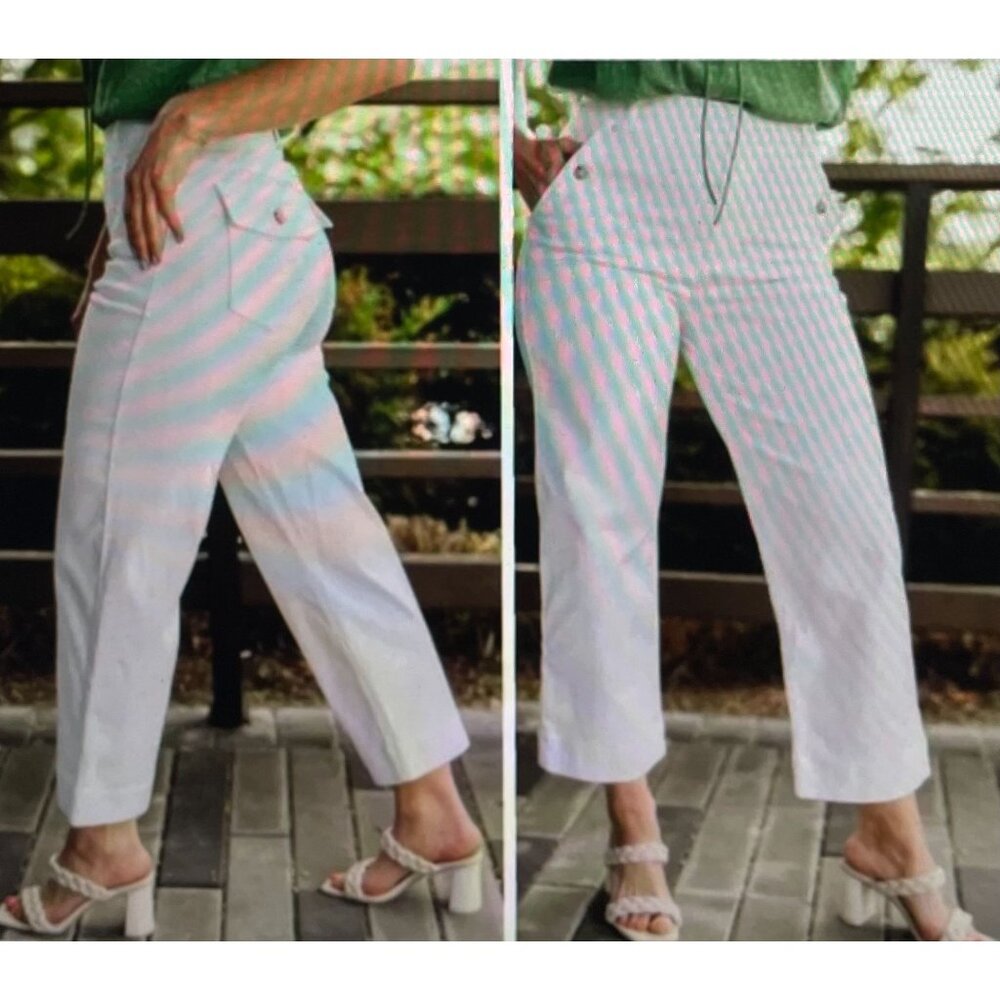 Spanx Stretch Twill Cropped Wide-Leg Pants Bright White M